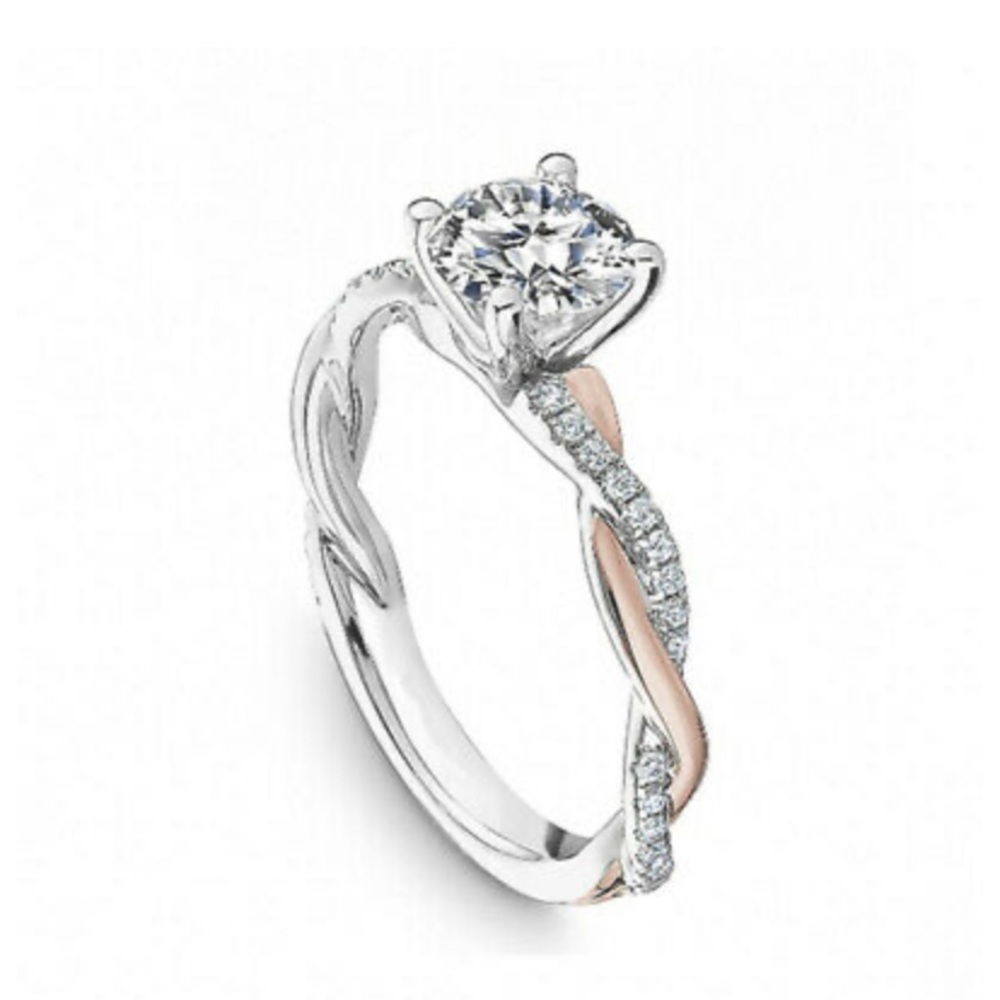NEW 925 Sterling Silver Two tone Ring Engagement - Picture 9 of 11